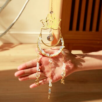 Crystal Suncatcher Moon Lotus Angel Висящ декор Витражи Suncatcher Crystal Prism Градинска декорация Външни декори Подарък