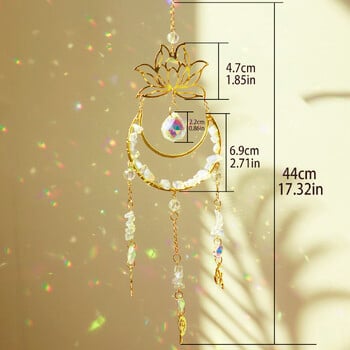 Crystal Suncatcher Moon Lotus Angel Висящ декор Витражи Suncatcher Crystal Prism Градинска декорация Външни декори Подарък