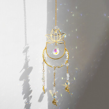 Crystal Suncatcher Moon Lotus Angel Висящ декор Витражи Suncatcher Crystal Prism Градинска декорация Външни декори Подарък