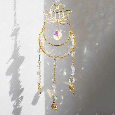 Crystal Suncatcher Moon Lotus Angel Κρεμαστό ντεκόρ Βιτρώ Suncatcher Κρυστάλλινο Πρίσμα Διακόσμηση κήπου Διακοσμητικά εξωτερικού χώρου Δώρο
