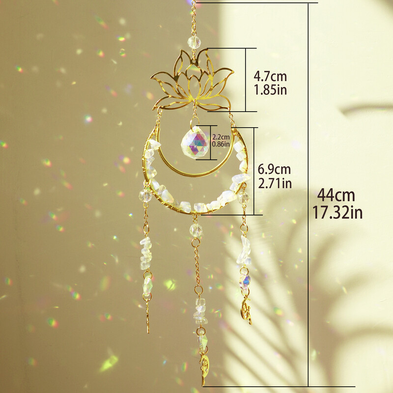 Crystal Suncatcher Moon Lotus Angel Висящ декор Витражи Suncatcher Crystal Prism Градинска декорация Външни декори Подарък