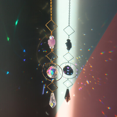 Crystal Sun Prisms Wind Chime Moon Star Hanging Sun Catchers Wind Chimes Rainbow Chaser Παράθυρο Κουρτίνα γάμου Κρεμαστό Διακόσμηση