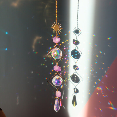 Crystal Sun Prisms Wind Chime Moon Star Hanging Sun Catchers Wind Chimes Rainbow Chaser Παράθυρο Κουρτίνα γάμου Κρεμαστό Διακόσμηση
