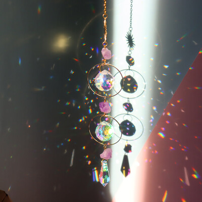 Crystal Sun Prisms Wind Chime Moon Star Hanging Sun Catchers Wind Chimes Rainbow Chaser Παράθυρο Κουρτίνα γάμου Κρεμαστό Διακόσμηση