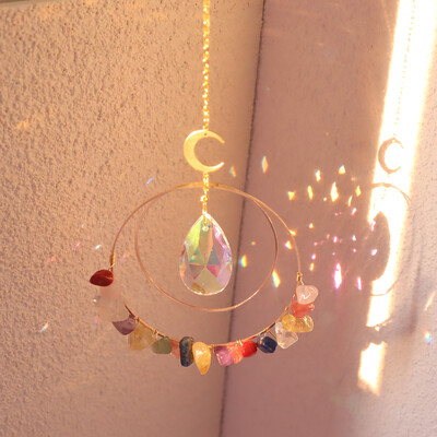 Crystal Sun Prisms Wind Chime Moon Star Hanging Sun Catchers Wind Chimes Rainbow Chaser Παράθυρο Κουρτίνα γάμου Κρεμαστό Διακόσμηση