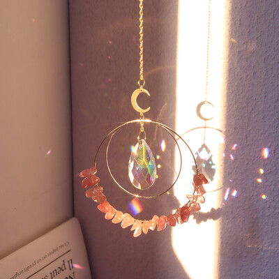 Crystal Sun Prisms Wind Chime Moon Star Hanging Sun Catchers Wind Chimes Rainbow Chaser Παράθυρο Κουρτίνα γάμου Κρεμαστό Διακόσμηση