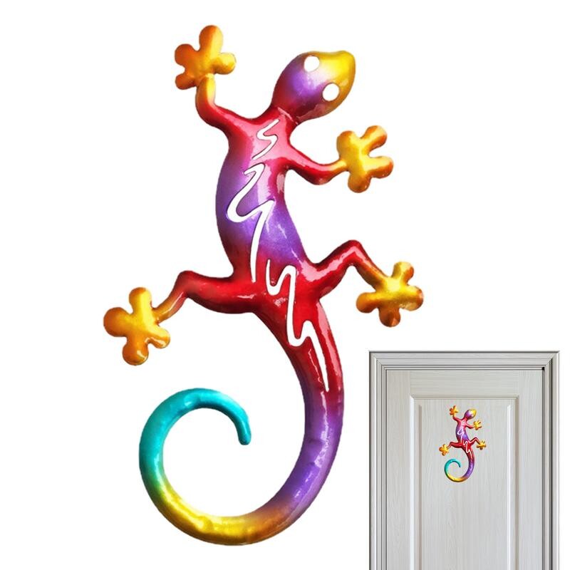 Метален гущер Стенен декор Цветни стенни окачвания Вдъхновяващи стенни изкуства Градински статуи и скулптури за прозорец Ограда на ствол на дърво