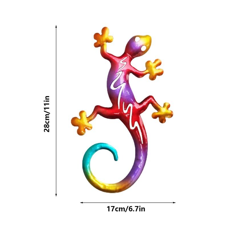 Метален гущер Стенен декор Цветни стенни окачвания Вдъхновяващи стенни изкуства Градински статуи и скулптури за прозорец Ограда на ствол на дърво