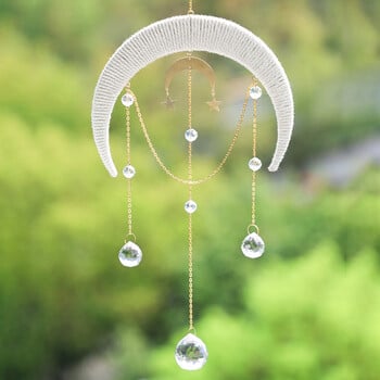 Moon Suncatcher Κρεμαστό Κρυστάλλινο Dream Catcher Μακραμέ Στολίδι Πρίσμα Κρυστάλλινο Suncatcher Rainbw Παράθυρο Κήπος Διακόσμηση σπιτιού