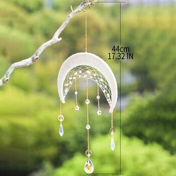 Moon Suncatcher Κρεμαστό Κρυστάλλινο Dream Catcher Μακραμέ Στολίδι Πρίσμα Κρυστάλλινο Suncatcher Rainbw Παράθυρο Κήπος Διακόσμηση σπιτιού