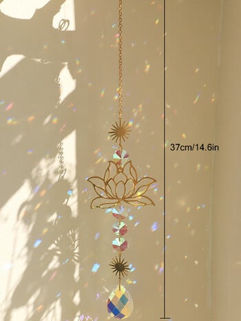 1 τμχ Suncatcher Gardening Crafts Golden Lotus AB Πολύχρωμο κρεμαστό κρεμαστό νερό Drop Κρυστάλλινο μενταγιόν