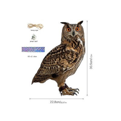 Αδιάβροχο Bird Repel Owl Scarecrow Bird Repel Devices Ορθογώνιο κρεμαστό Fake Bird Scare Device with Bells Bird Repeller Patio