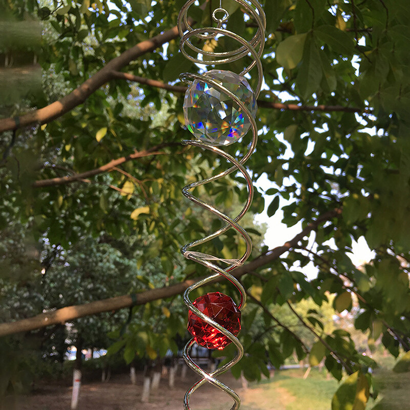 Sun Catcher Wind Spinner Декоративна спирала Спирална Wind Spinner Гледаща топка Спирална опашка Wind Spinner Стабилизатор Висящи кристали