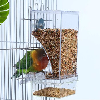 No Mess Bird Feeders Automatic Parrot Feeder Drinker Ακρυλικό δοχείο τροφής για σπόρους Αξεσουάρ κλουβιού για μικρούς και μεσαίους παπαγάλους