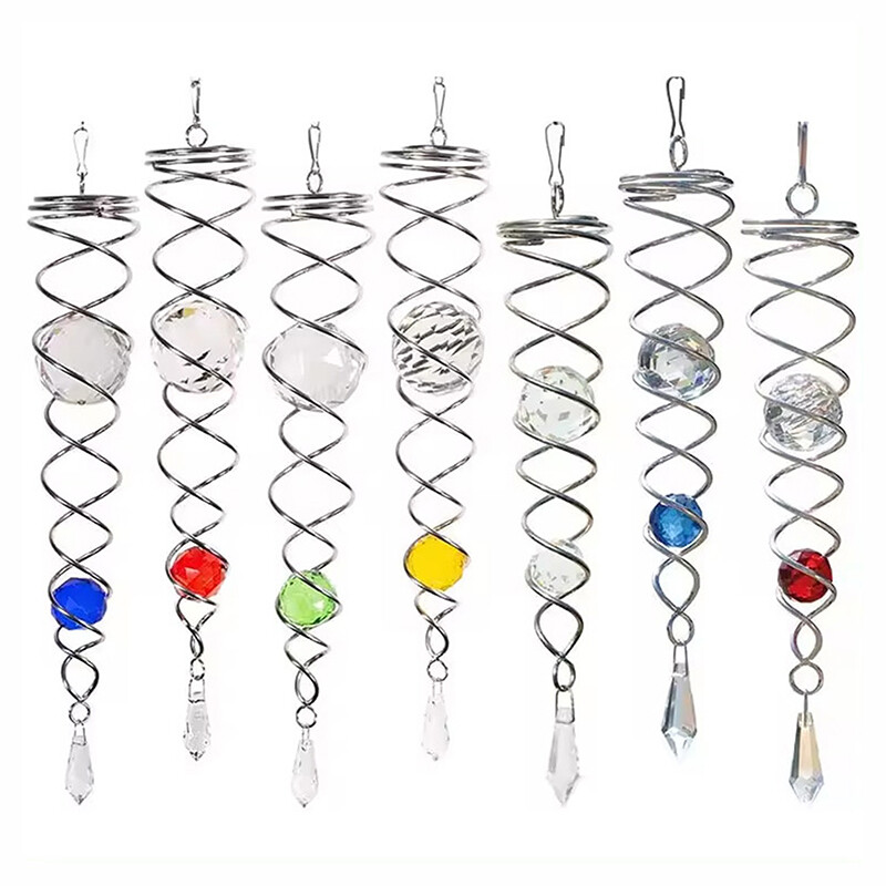 Sun Catcher Wind Spinner Декоративна спирала Спирална Wind Spinner Гледаща топка Спирална опашка Wind Spinner Стабилизатор Висящи кристали