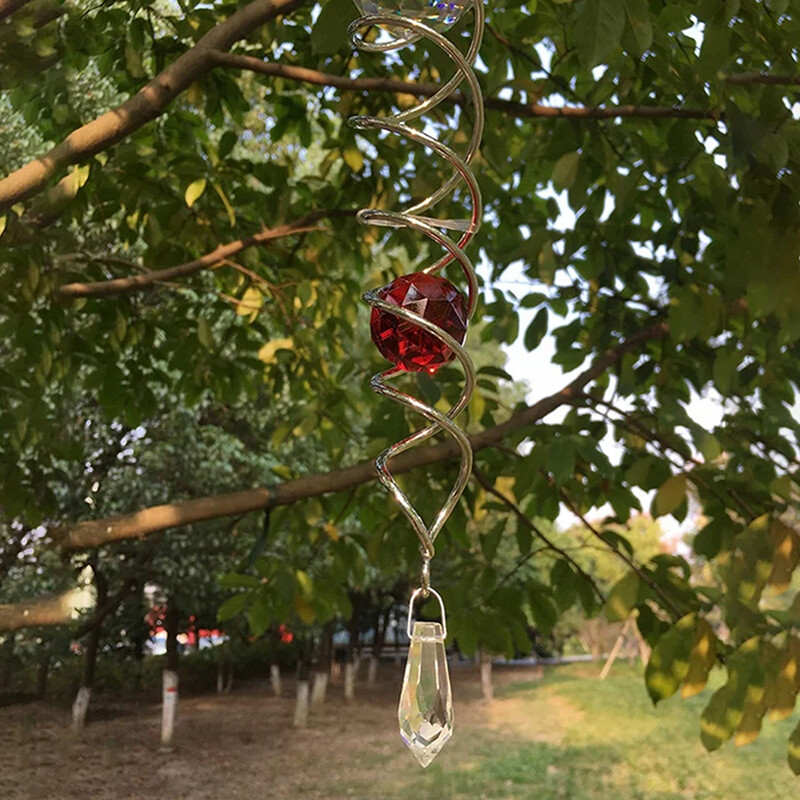 Sun Catcher Wind Spinner Декоративна спирала Спирална Wind Spinner Гледаща топка Спирална опашка Wind Spinner Стабилизатор Висящи кристали
