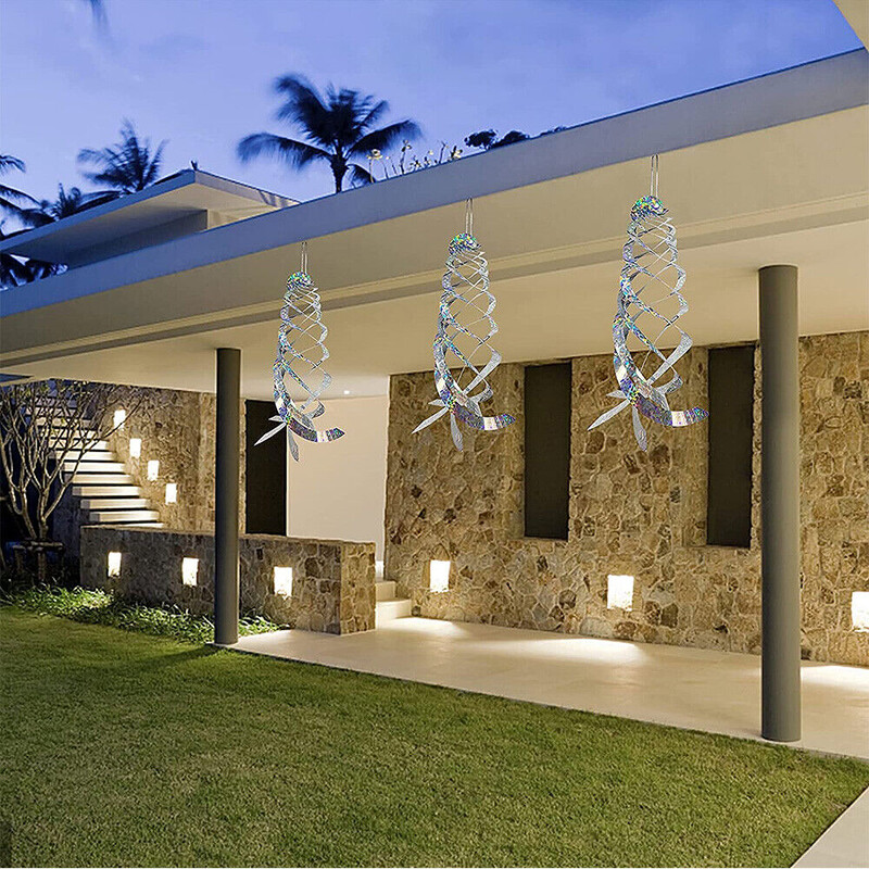 3/6 бр. Въртяща се отразяваща пръчка Прогонване на птици Спираловидни рефлектори за птици Инструмент за плашене