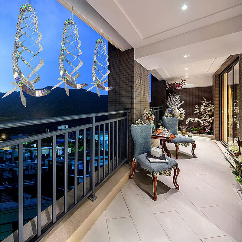 3/6 бр. Въртяща се отразяваща пръчка Прогонване на птици Спираловидни рефлектори за птици Инструмент за плашене