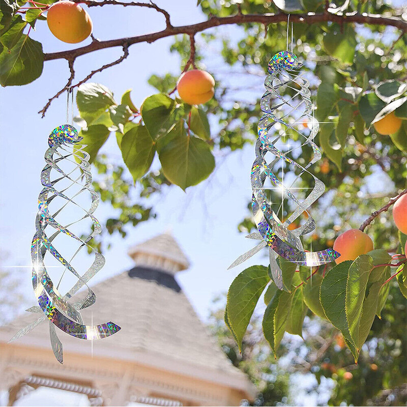 3/6 бр. Въртяща се отразяваща пръчка Прогонване на птици Спираловидни рефлектори за птици Инструмент за плашене