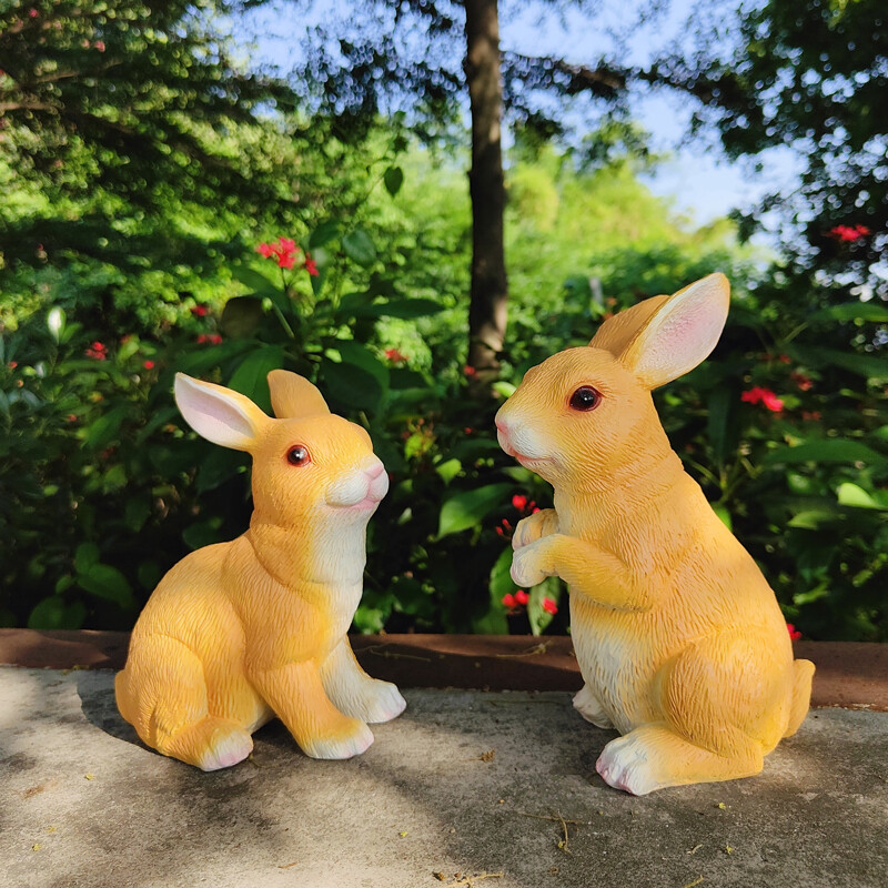 Статуи на зайчета за градински великденски декор, заек на открито, забавни скулптури за маси за външни орнаменти за морава, веранда, вътрешен двор, балкон, двор