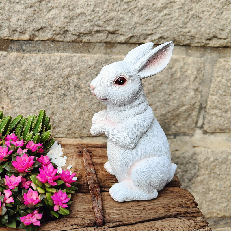 Статуи на зайчета за градински великденски декор, заек на открито, забавни скулптури за маси за външни орнаменти за морава, веранда, вътрешен двор, балкон, двор