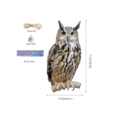 Αδιάβροχο Bird Repel Scarecrow Owl Hanging with Bells Fake Bird Scare Device Rectangle Bird Repeller Διακόσμηση κήπου
