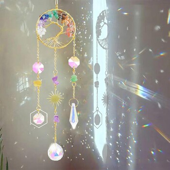 Crystal Sun Catchers Life Tree Wind Chimes Outdoor Sun Catcher Πολύχρωμα Wind Chimes Rainbow Maker Διακόσμηση κήπου σπιτιού