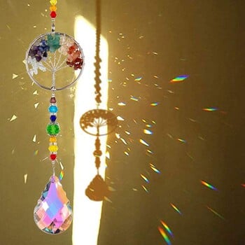 Colorfol Wind Chimes Кристална висулка Сърце Пеперуда Градина Sun Catcher Кристална верига Rainbow Prism Домашен прозорец Градински декор