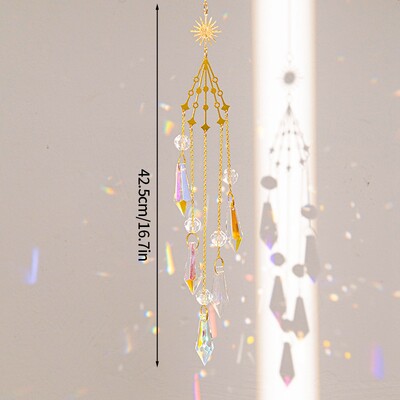 Colorfol Wind Chimes Κρυστάλλινο κρεμαστό κόσμημα Heart Butterfly Garden Sun Catcher Crystal Chain Rainbow Prism Παράθυρο σπιτιού Διακόσμηση κήπου