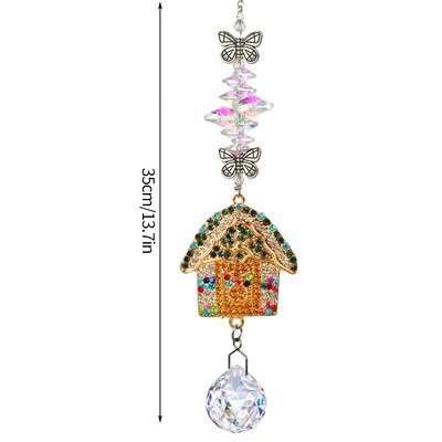 Colorfol Wind Chimes Κρυστάλλινο κρεμαστό κόσμημα Heart Butterfly Garden Sun Catcher Crystal Chain Rainbow Prism Παράθυρο σπιτιού Διακόσμηση κήπου