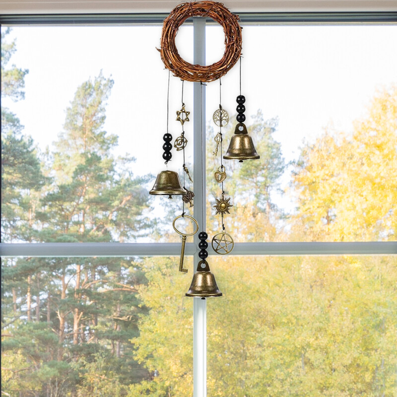 Метални вятърни камбанки Ратанови звънчета Външен декор Модерни висящи декоративни камбанки Windchime за вътрешен външен прозорец Двор Градина