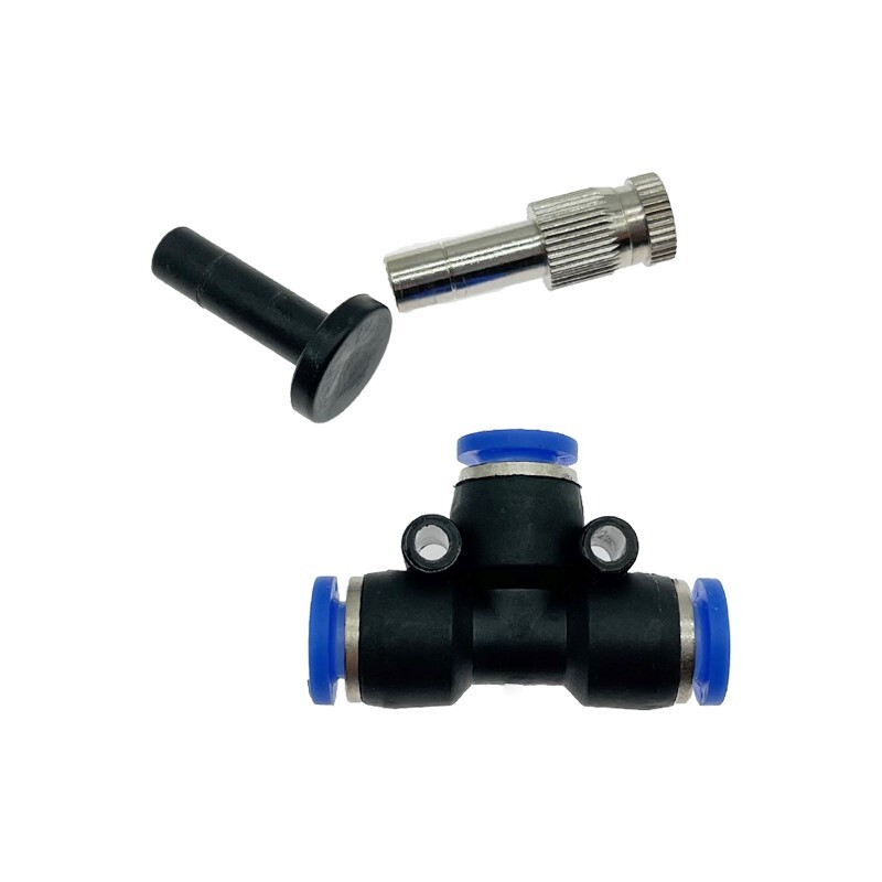 Udujahutussüsteem Välisvee udu komplekt udutoru + kiirelt suruvad düüsid + adapter (3/4") siseõue aia kasvuhoone