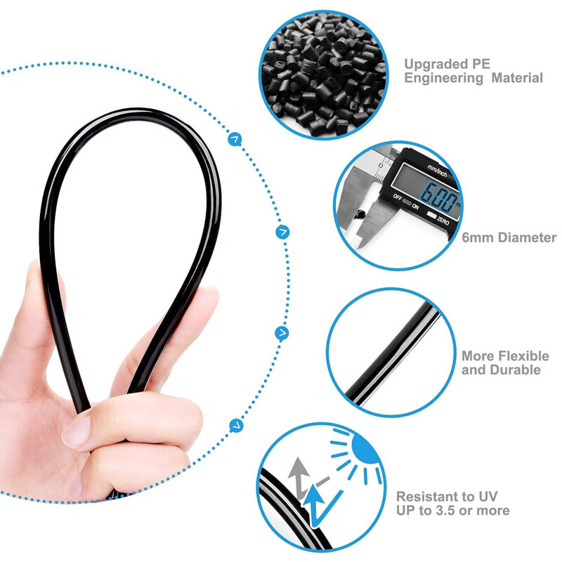 Udujahutussüsteem Välisvee udu komplekt udutoru + kiirelt suruvad düüsid + adapter (3/4") siseõue aia kasvuhoone