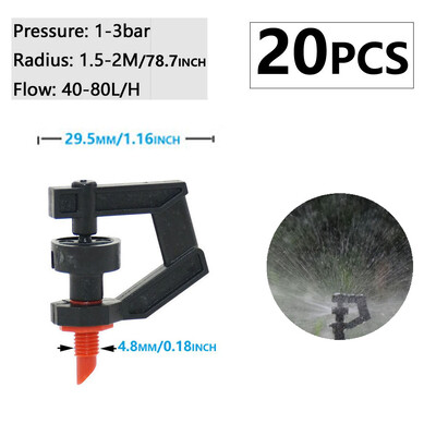 20 τεμ. 180 360 μοιρών Περιστρεφόμενος Micro Sprinkler Ακροφύσιο διάθλασης τύπου G Κρεμαστό ακροφύσιο με σπείρωμα για άρδευση για άρδευση κήπου