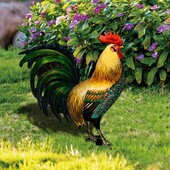 Градинска статуя на петел Акрилна скулптура на пиле за декор на двора, устойчива на атмосферни влияния за ферма, вътрешен двор, морава, заден двор, дом на открито