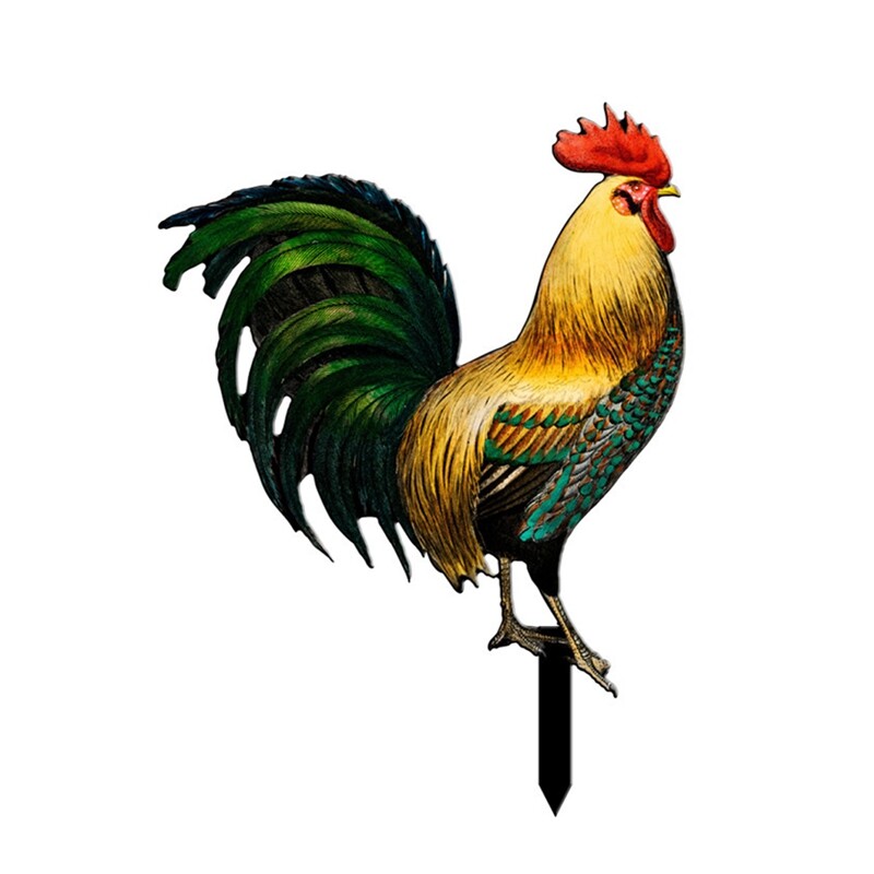 Градинска статуя на петел Акрилна скулптура на пиле за декор на двора, устойчива на атмосферни влияния за ферма, вътрешен двор, морава, заден двор, дом на открито