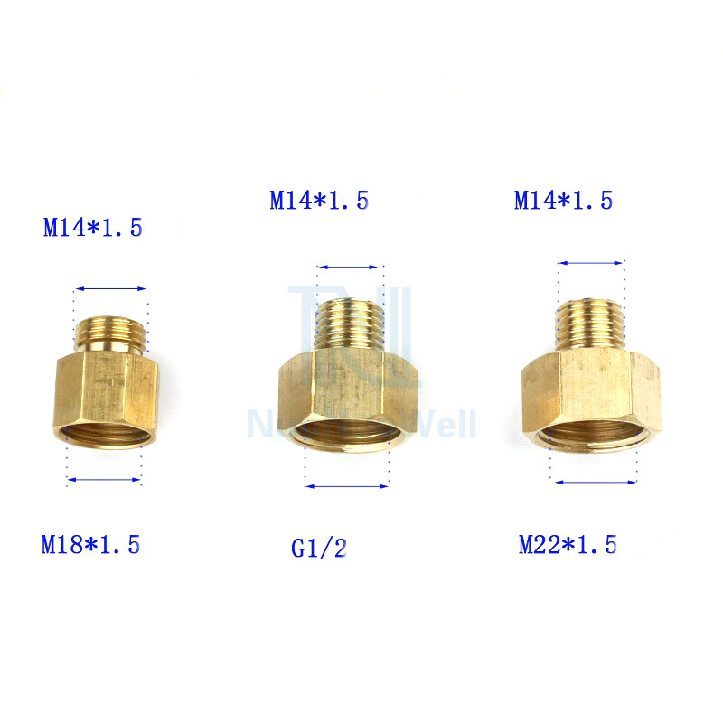 NuoNuoWell 1PC vasktoru isane kruvikeerme vähendamine konnektori messingadapter M14 M18 M22 1/2``