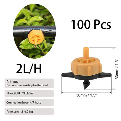 100Pcs 2L/4L/8L Εκπομπές σταγόνων αντιστάθμισης πίεσης Ρυθμιζόμενοι σταγονόμετροι Micro connectors για στάγδην άρδευση γκαζόν κήπου