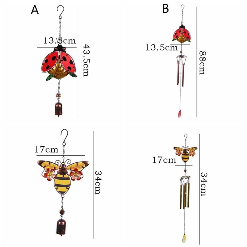 Ретро калинка Метална вятърна камбана Подпори за фотография Ръчно изработени висящи пчелни вятърни камбанки Цветна романтична рисувана камбанка Градина