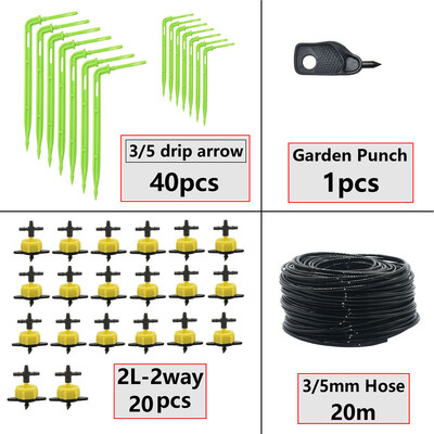 Θερμοκηπίου Potted Curved Arrow Dropper Micro Drip System 2L4L8L Pressure Compensation Dripper 3/5mm 2/4-way Irrigation Kit
