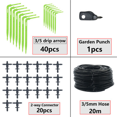 Θερμοκηπίου Potted Curved Arrow Dropper Micro Drip System 2L4L8L Pressure Compensation Dripper 3/5mm 2/4-way Irrigation Kit
