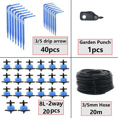 Θερμοκηπίου Potted Curved Arrow Dropper Micro Drip System 2L4L8L Pressure Compensation Dripper 3/5mm 2/4-way Irrigation Kit