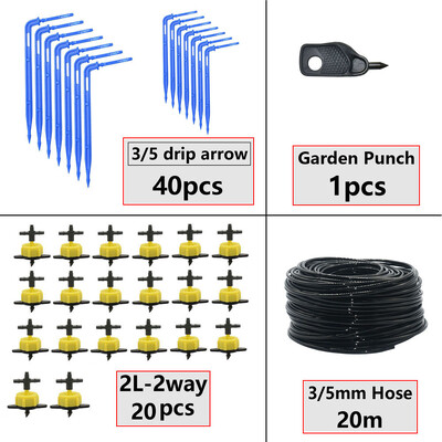 Θερμοκηπίου Potted Curved Arrow Dropper Micro Drip System 2L4L8L Pressure Compensation Dripper 3/5mm 2/4-way Irrigation Kit