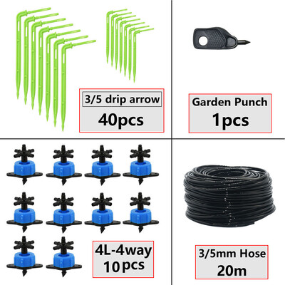 Θερμοκηπίου Potted Curved Arrow Dropper Micro Drip System 2L4L8L Pressure Compensation Dripper 3/5mm 2/4-way Irrigation Kit
