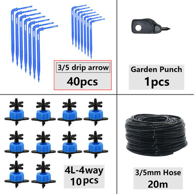 Θερμοκηπίου Potted Curved Arrow Dropper Micro Drip System 2L4L8L Pressure Compensation Dripper 3/5mm 2/4-way Irrigation Kit