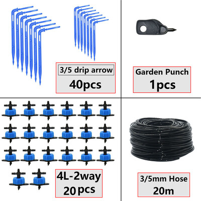 Θερμοκηπίου Potted Curved Arrow Dropper Micro Drip System 2L4L8L Pressure Compensation Dripper 3/5mm 2/4-way Irrigation Kit