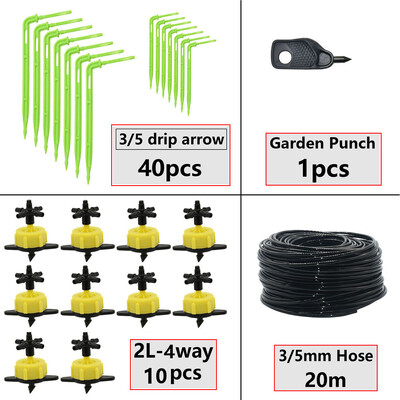 Θερμοκηπίου Potted Curved Arrow Dropper Micro Drip System 2L4L8L Pressure Compensation Dripper 3/5mm 2/4-way Irrigation Kit