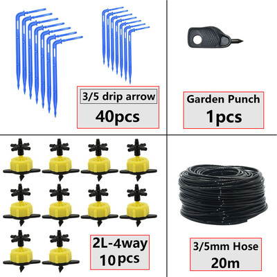 Θερμοκηπίου Potted Curved Arrow Dropper Micro Drip System 2L4L8L Pressure Compensation Dripper 3/5mm 2/4-way Irrigation Kit