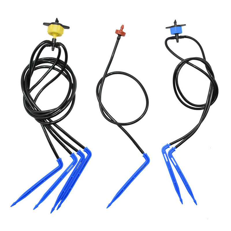 Оранжерия Капкомер с извита стрелка в саксия Микро капкова система 2L4L8L Капкомер за компенсиране на налягането 3/5 mm 2/4-посочен комплект за напояване