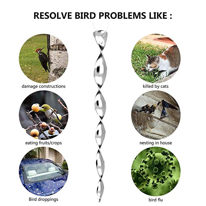 3/6 бр. Въртящ се прът за отблъскване на птици Отразителен прът Защита на околната среда Селскостопански външен преносим плашещ за птици